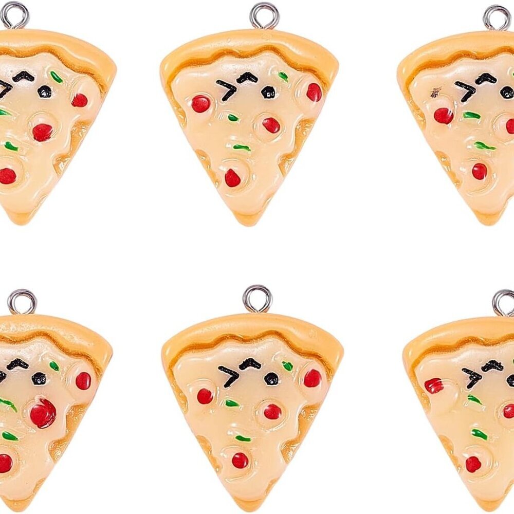 30 Pcs Resin Pizza Charm Pisa Pie Slice Food Small Charms for Keyring Backpacks - Picture 2 of 7